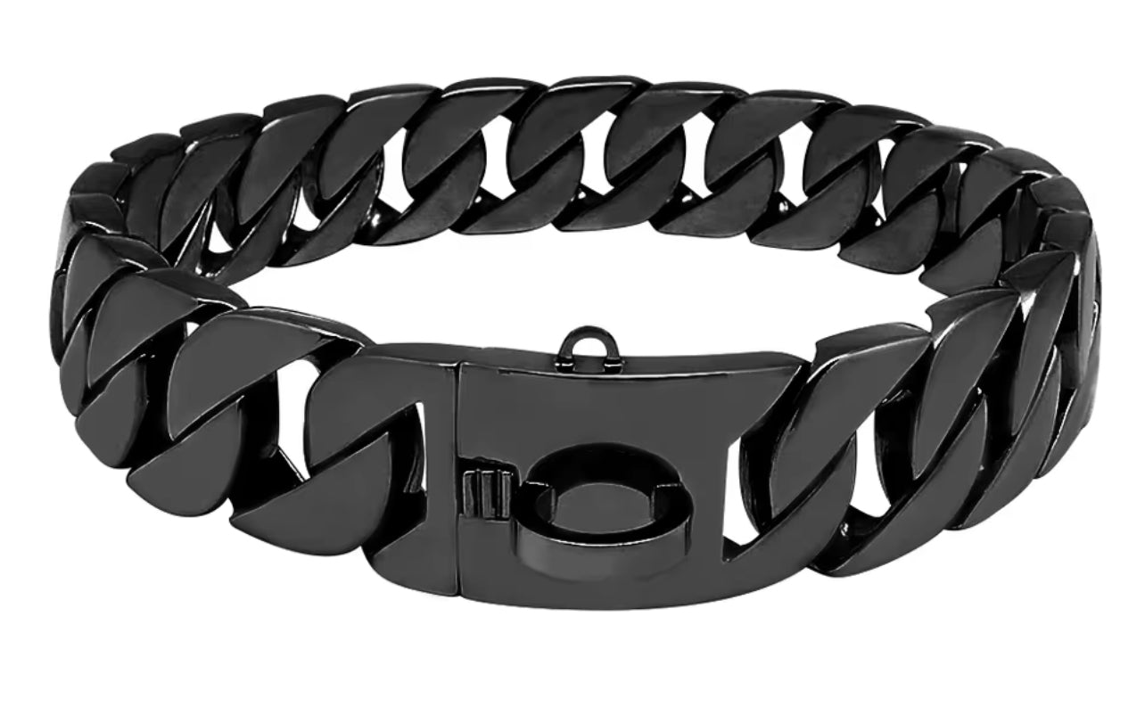 Black Stainless Steel 32mm Cuban Link Chain 75cm