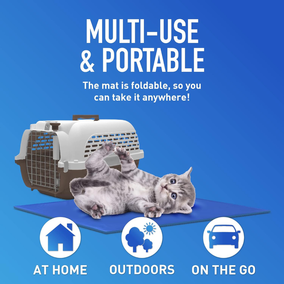 Cooling Pet Mat with Pressure-Activated Gel Pad for Indoor & Outdoor Summer Relief