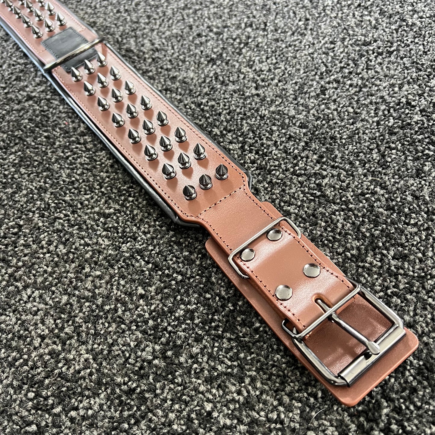 Studded Spiked, Heavy duty Leather Padded Collar 57-66cm