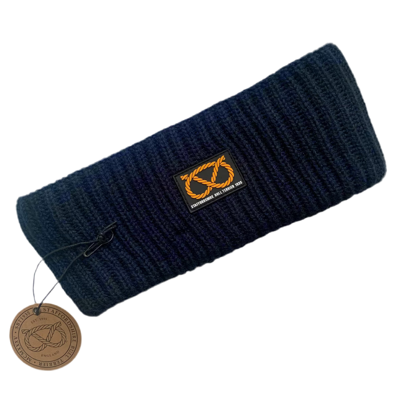Staffy, Staffordshire Bull Terrier, SBT, Show Collar, Staffie, Navy Knitted Headband