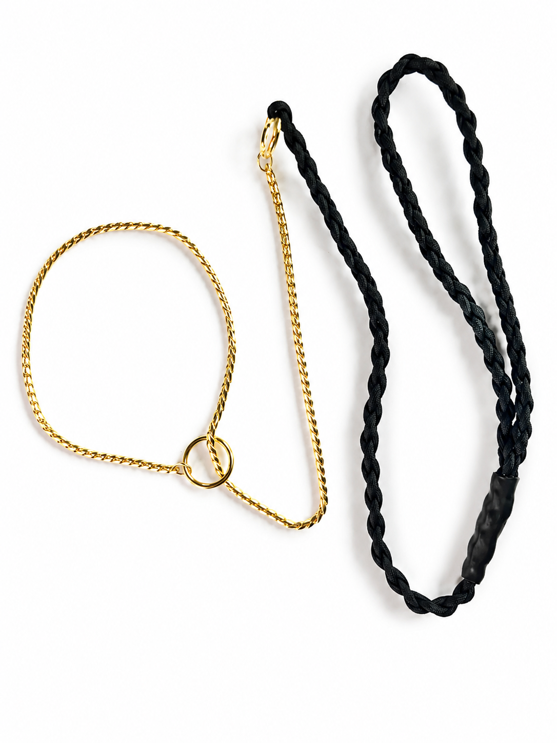 Black 4-Braid Gold Snake Chain Show Lead 45cm | The Tough Ones™