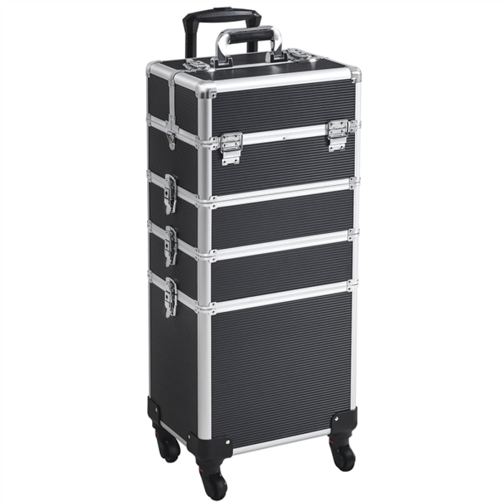5-In-1 Professional Aluminum Rolling Cosmetic Makeup Train Cases Trolley