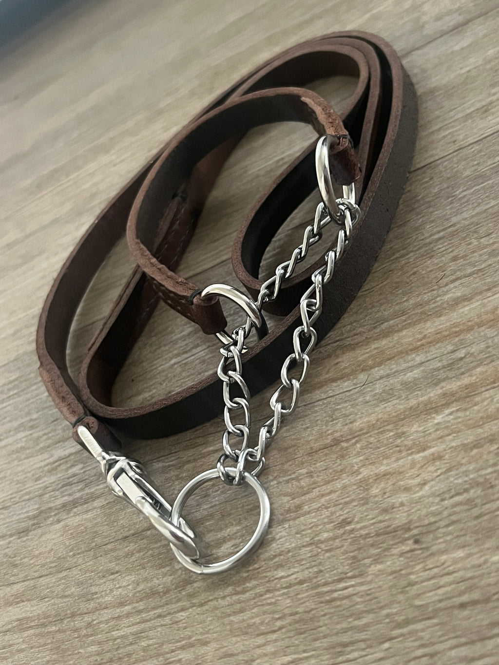 Brown & Silver Leather Martingale Puppy Set (23-33cm)
