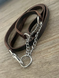 Brown & Silver Leather Martingale Puppy Set (23-33cm)