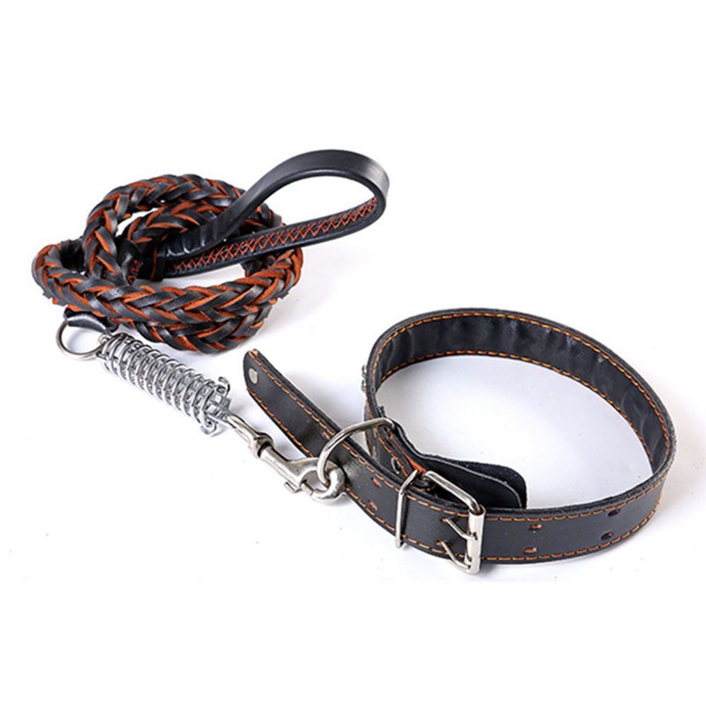 Leather Dog Collar And Leash Set