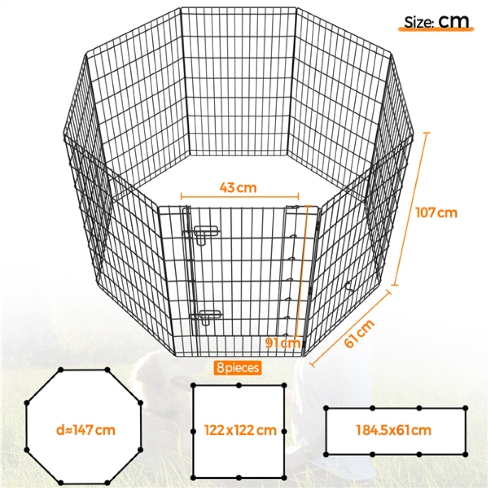 8 Panel Foldable Metal Dog Exercise Pen