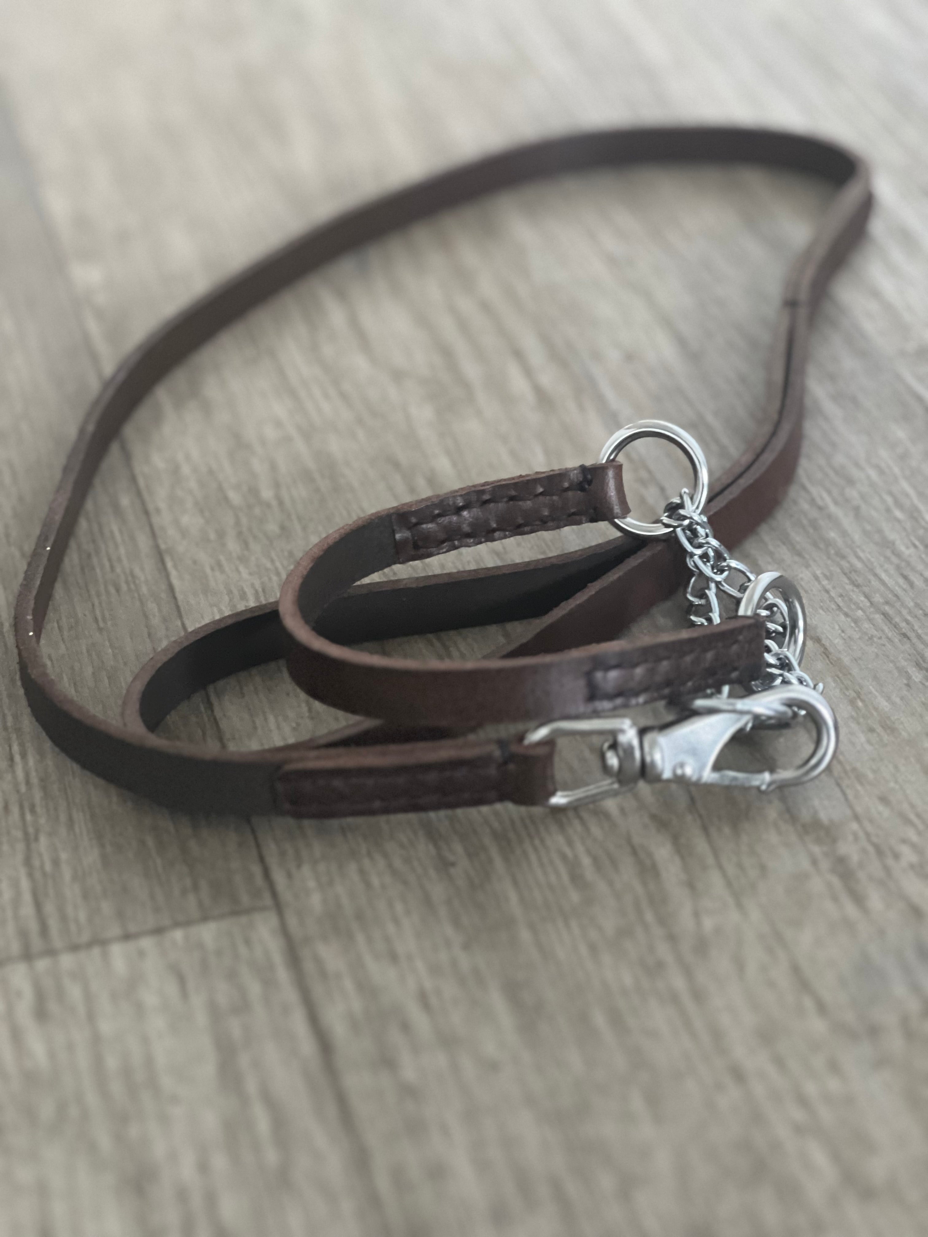 Brown & Silver Leather Martingale Puppy Set (23-33cm)