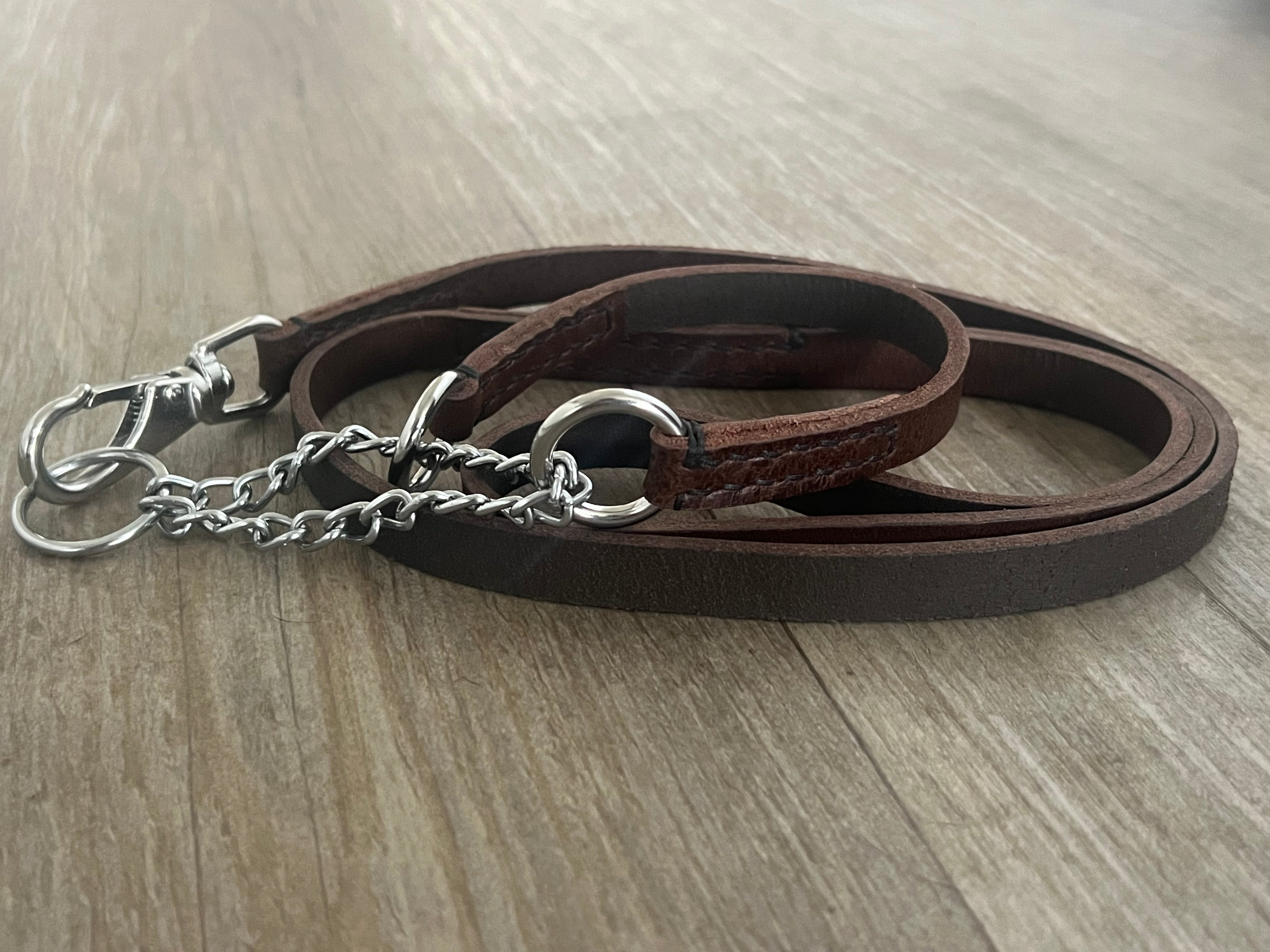 Brown & Silver Leather Martingale Puppy Set (23-33cm)