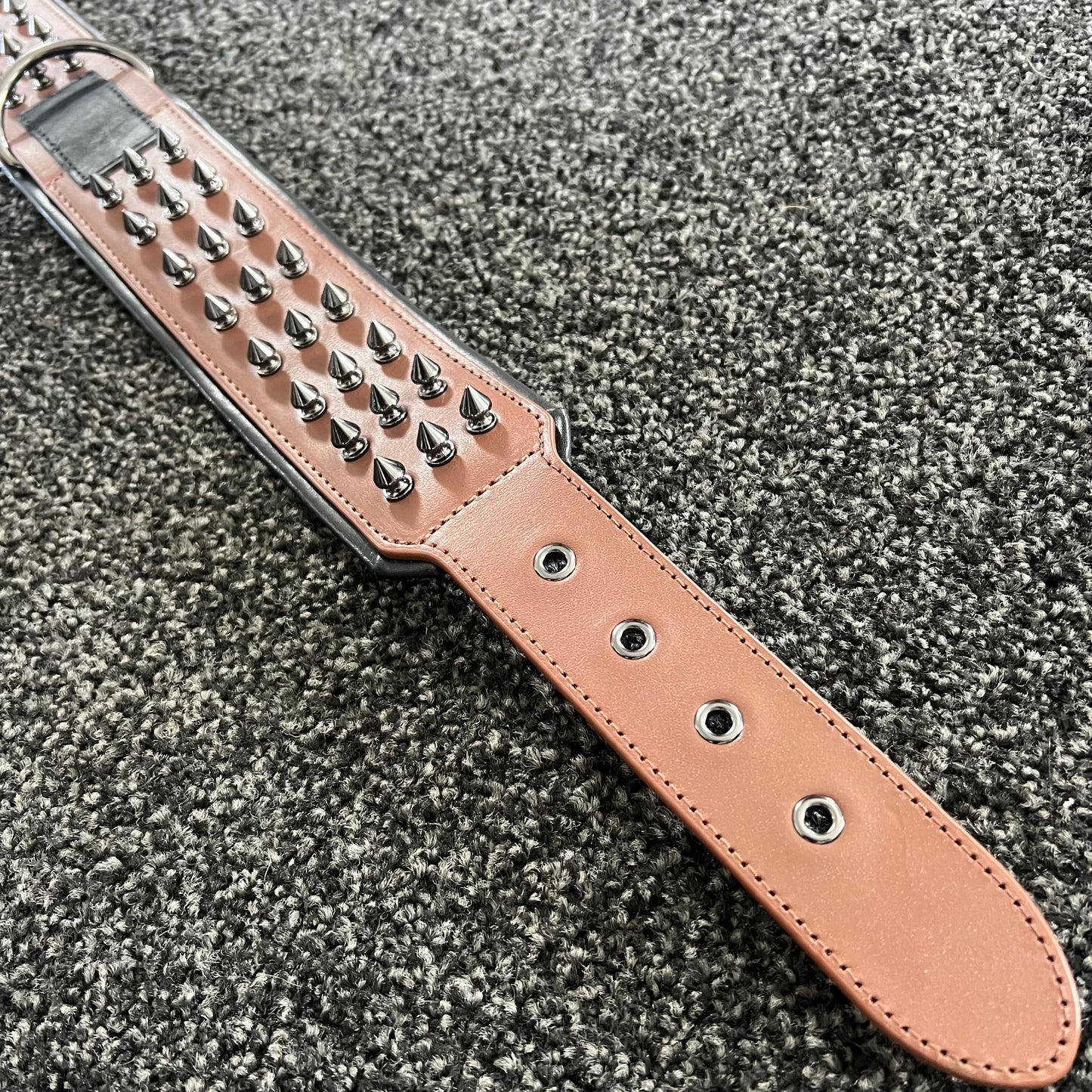 Studded Spiked, Heavy duty Leather Padded Collar 57-66cm