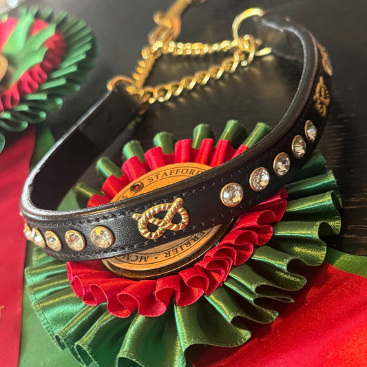 Black & Gold Leather Martingale Set