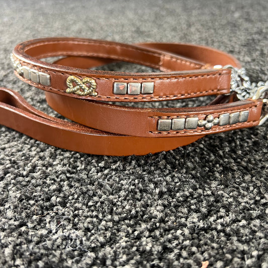Conker & Silver Leather Martingale Set (38cm)