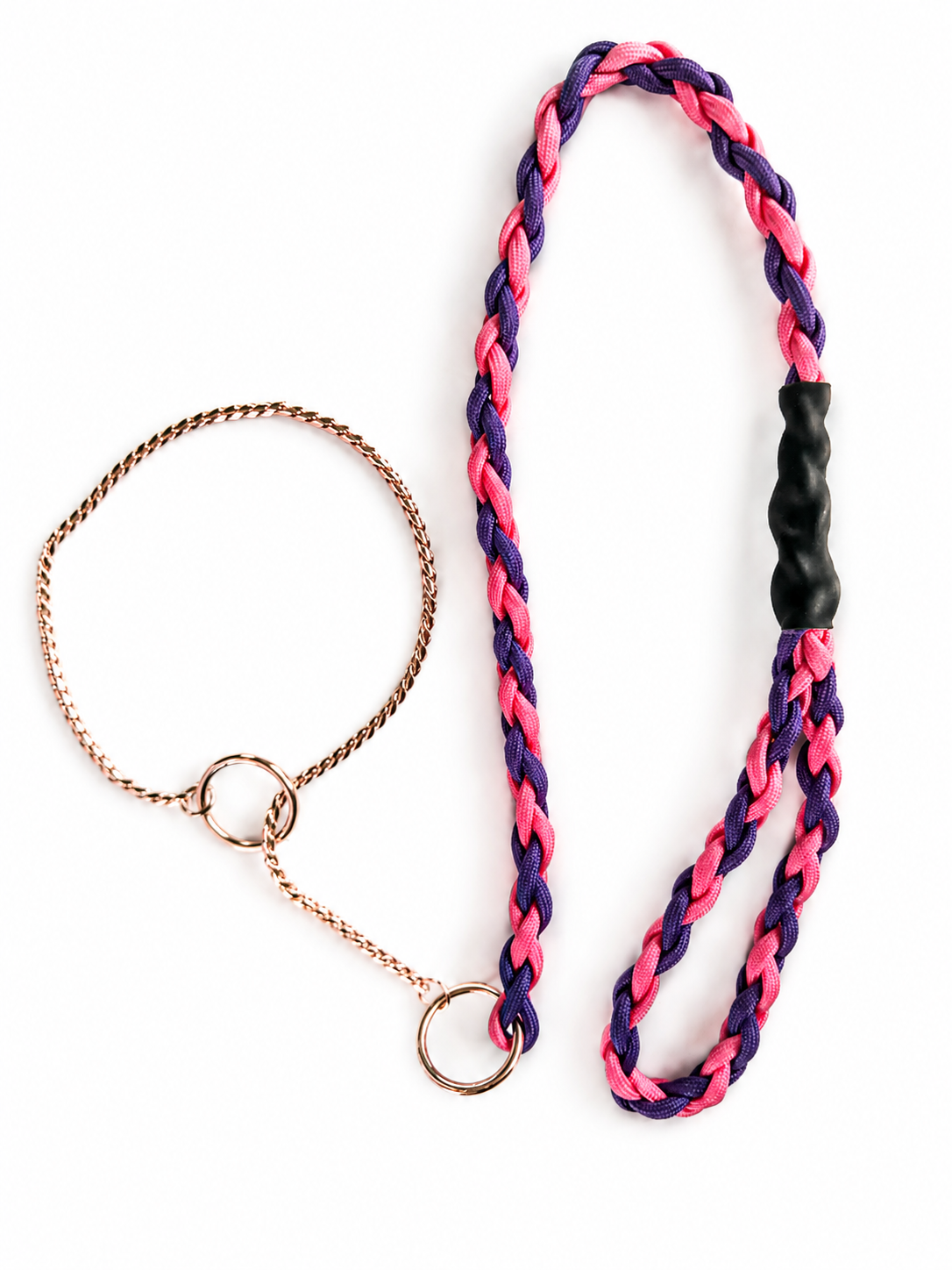 Pink & Purple 4-Braid Rose Gold Snake Chain Show Lead 40cm | The Tough Ones™
