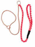 Hot Pink 4-Braid Rose Gold Snake Chain Show Lead 70cm | The Tough Ones™
