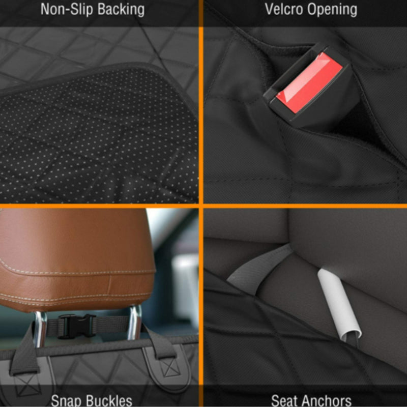 Back Seat Standard Dog Hammock Cover for Car w/ Mesh Window, Waterproof, Nonslip