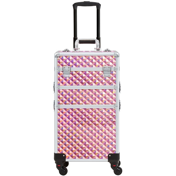 3-in-1 Rolling Makeup Train Case Portable Cosmetic Trolley