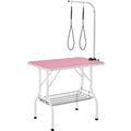 Dog Grooming Table with Basket Style Tool Shelf and Adjustable Arm Fold-up Pet Salon Table
