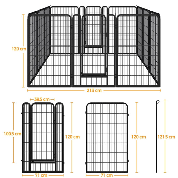 12 Panels Iron Dog Cat Exercise Barrier Dog Pen Dog Playpen
