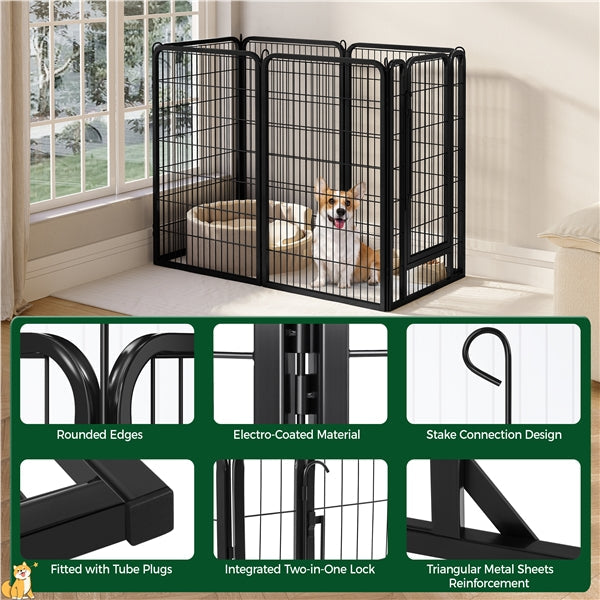 12 Panels Iron Dog Cat Exercise Barrier Dog Pen Dog Playpen