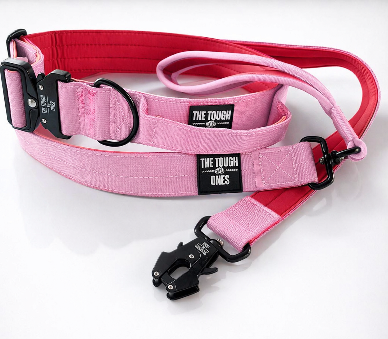 The Tough Ones™ Bubblegum & Cherry Tactical Dog Collar & Matching Leash Set