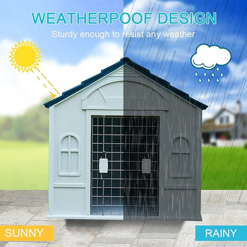 Weatherproof Pet Dog House Plastic Dog Kennel for Indoor Outdoor Animal Shelter