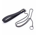 Leather Handle Snake Leash – Black Chain & Black Leather (120cm Show Ring Lead)