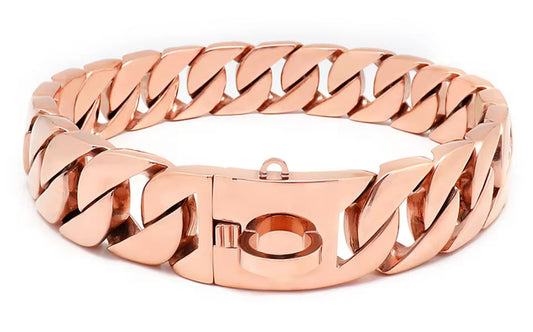 Rose Gold Stainless Steel 32mm Cuban Link Chain 75cm