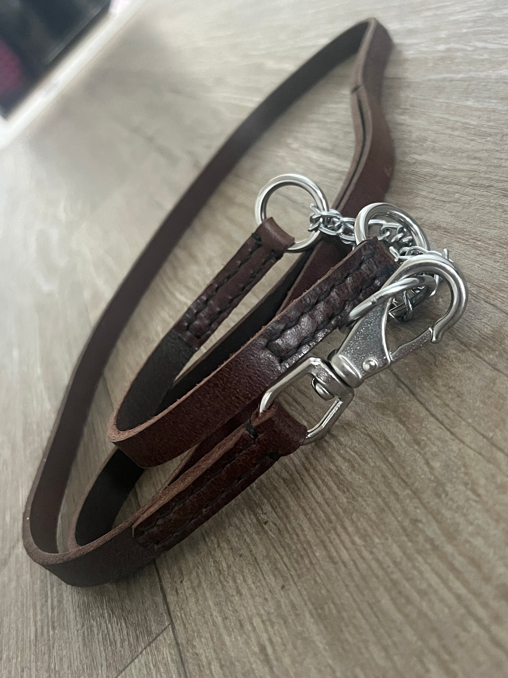 Brown & Silver Leather Martingale Puppy Set (23-33cm)