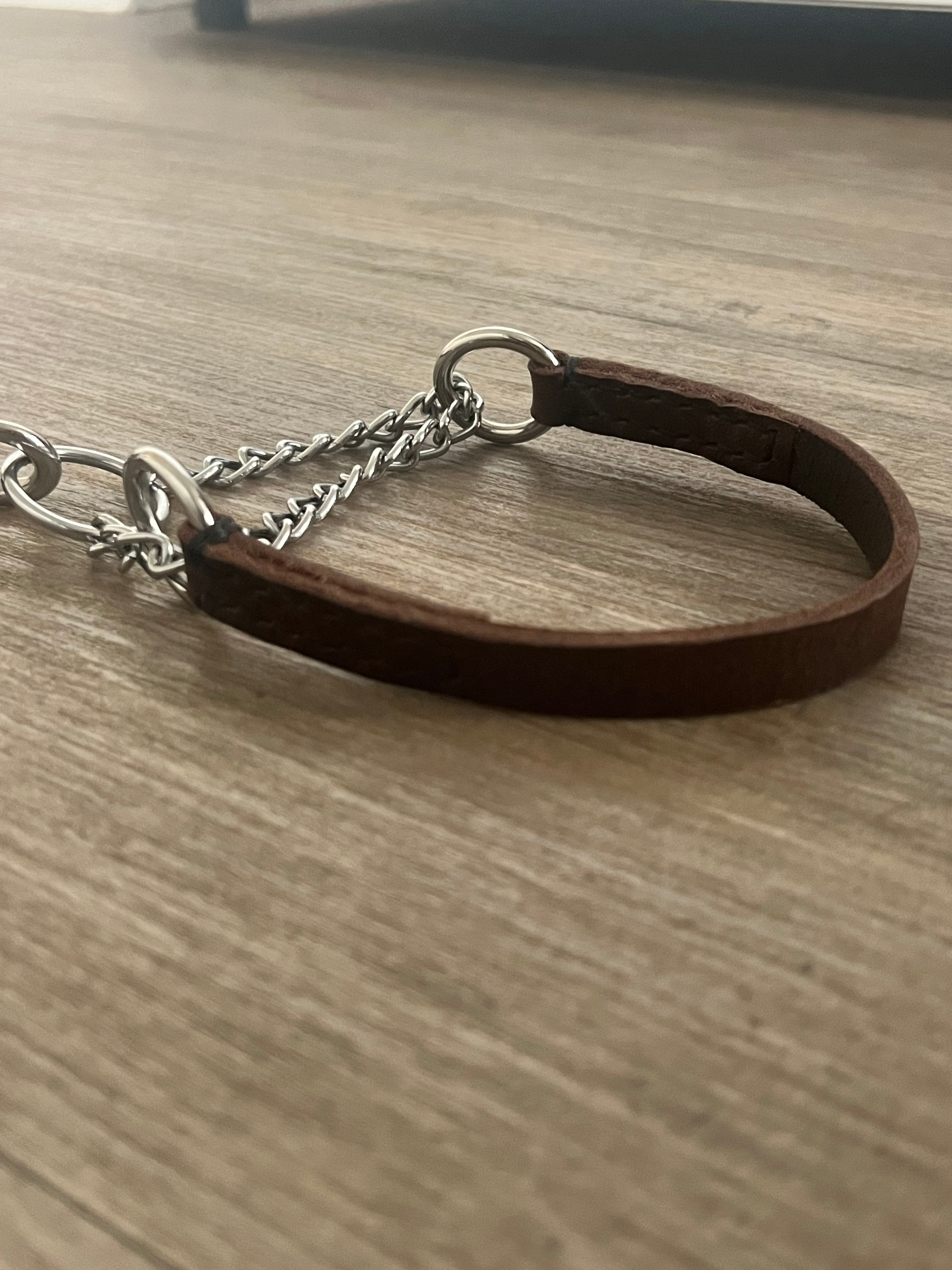 Brown & Silver Leather Martingale Puppy Set (23-33cm)