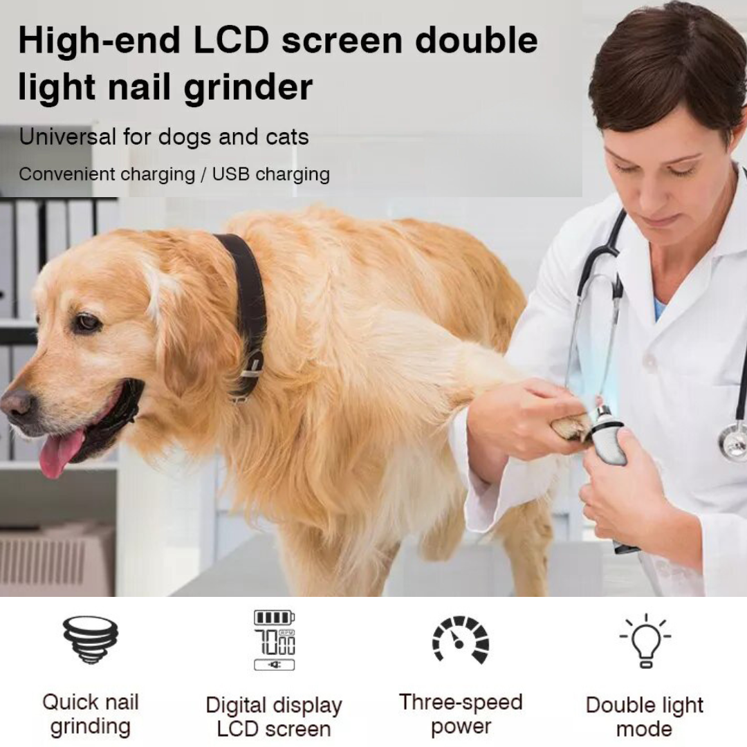 Pet Nail Grinder with 2 LED Lights Upgraded 3-Speed Electric Cordless