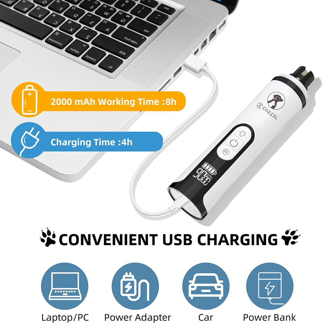 Pet Nail Grinder with 2 LED Lights Upgraded 3-Speed Electric Cordless