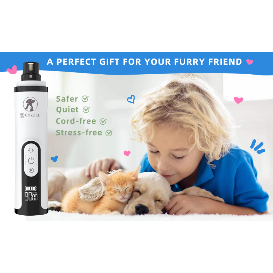 Pet Nail Grinder with 2 LED Lights Upgraded 3-Speed Electric Cordless
