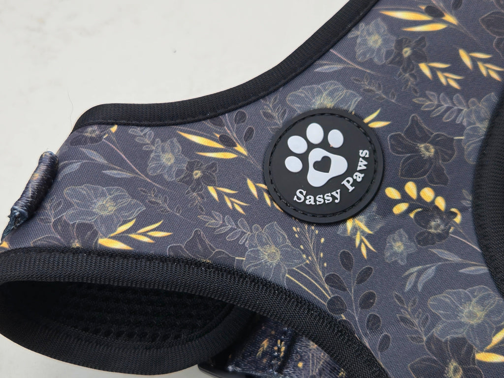 Adjustable Dog Harness - Midnight Blossom