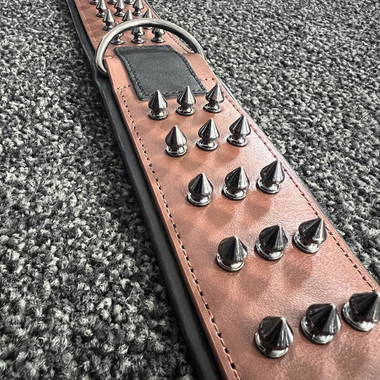 Studded Spiked, Heavy duty Leather Padded Collar 57-66cm