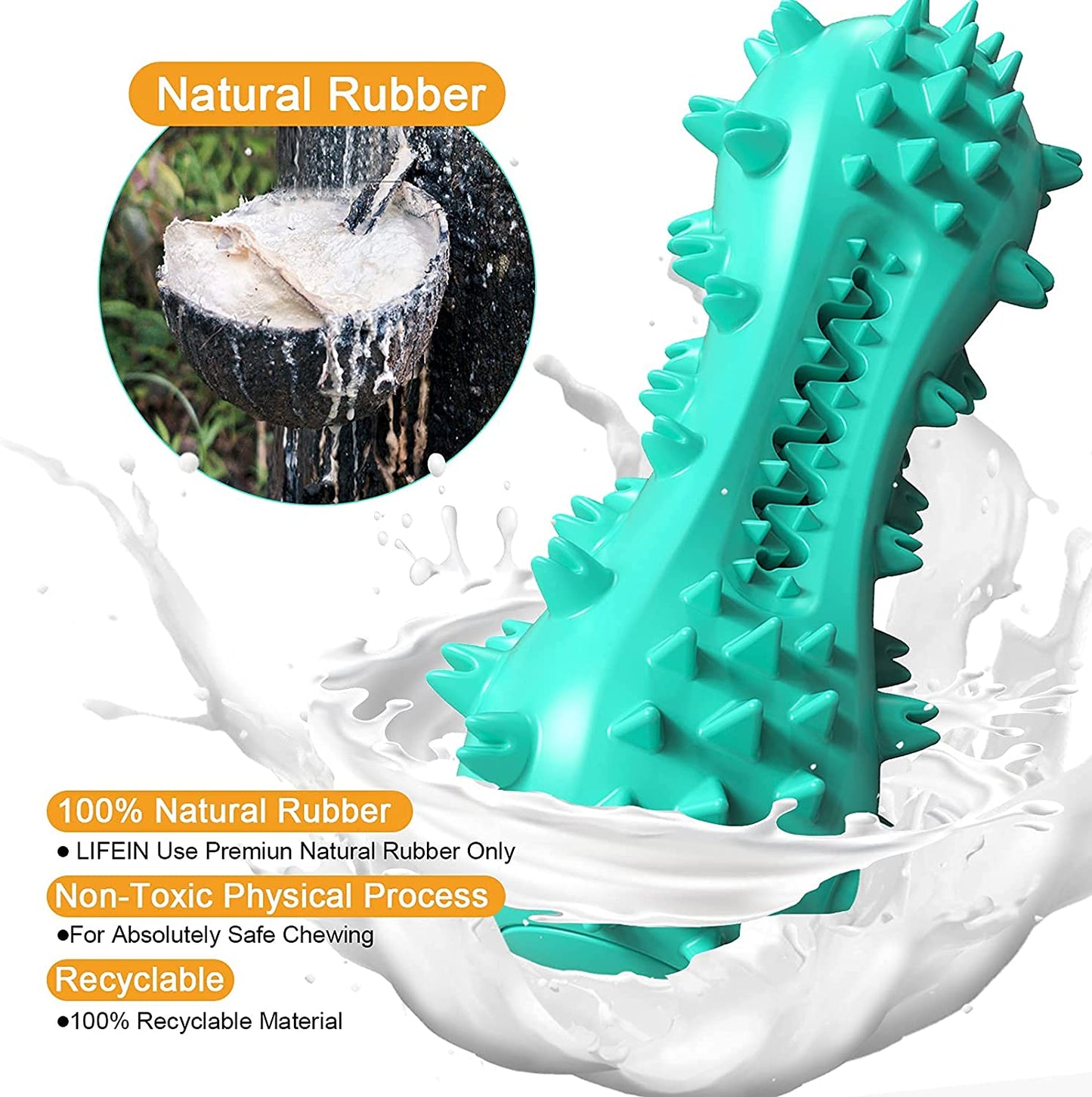 Dog Chew Toy - Squeaky Toothbrush Durable Rubber Toys for Teeth Cleaning