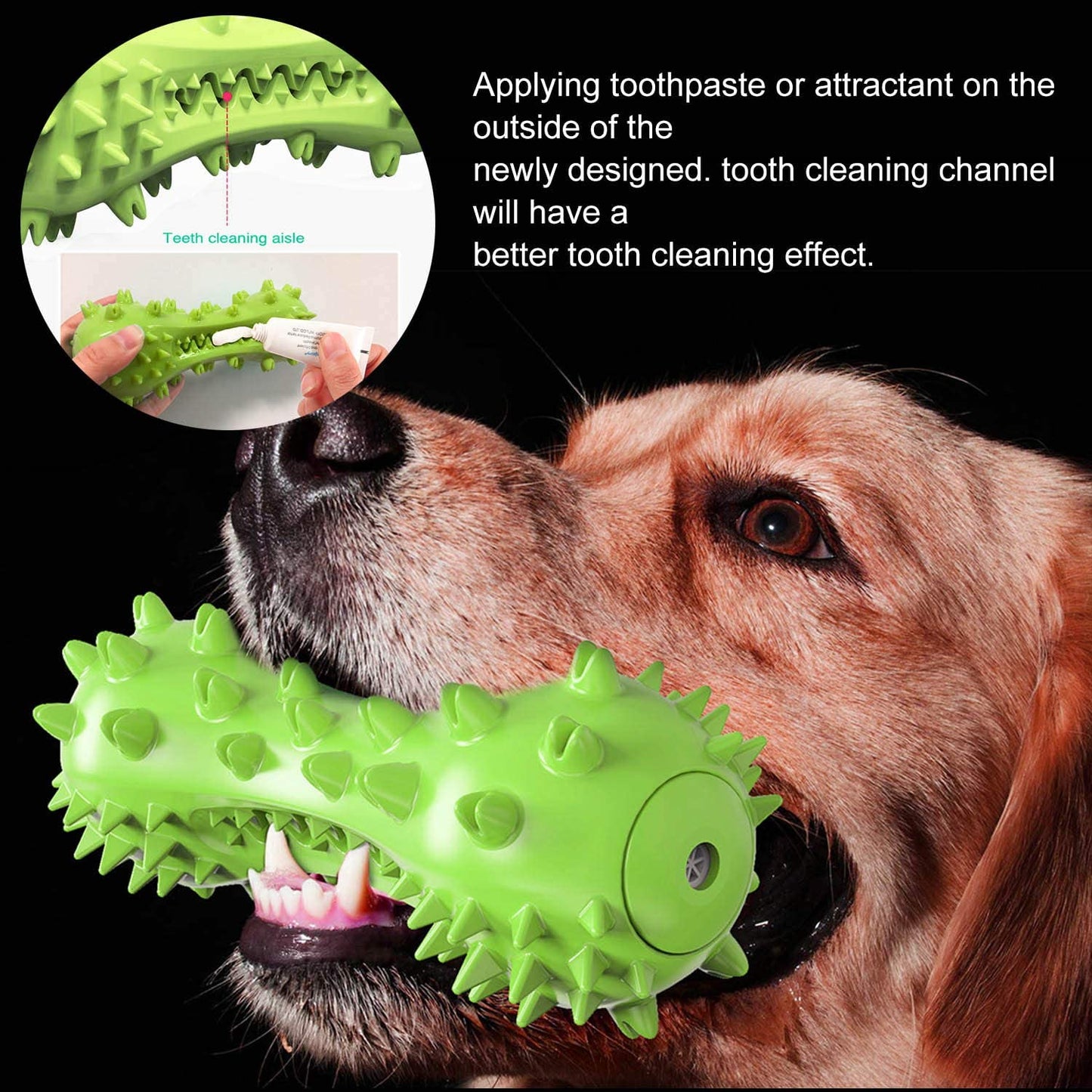 Dog Chew Toy - Squeaky Toothbrush Durable Rubber Toys for Teeth Cleaning