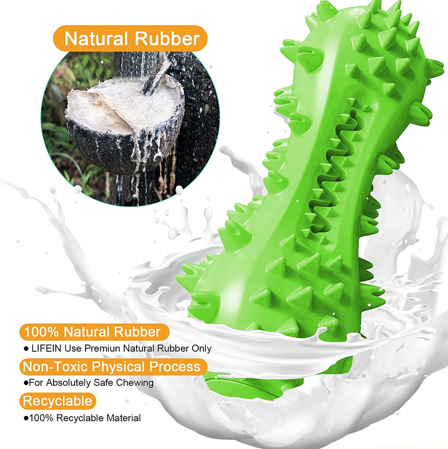 Dog Chew Toy - Squeaky Toothbrush Durable Rubber Toys for Teeth Cleaning