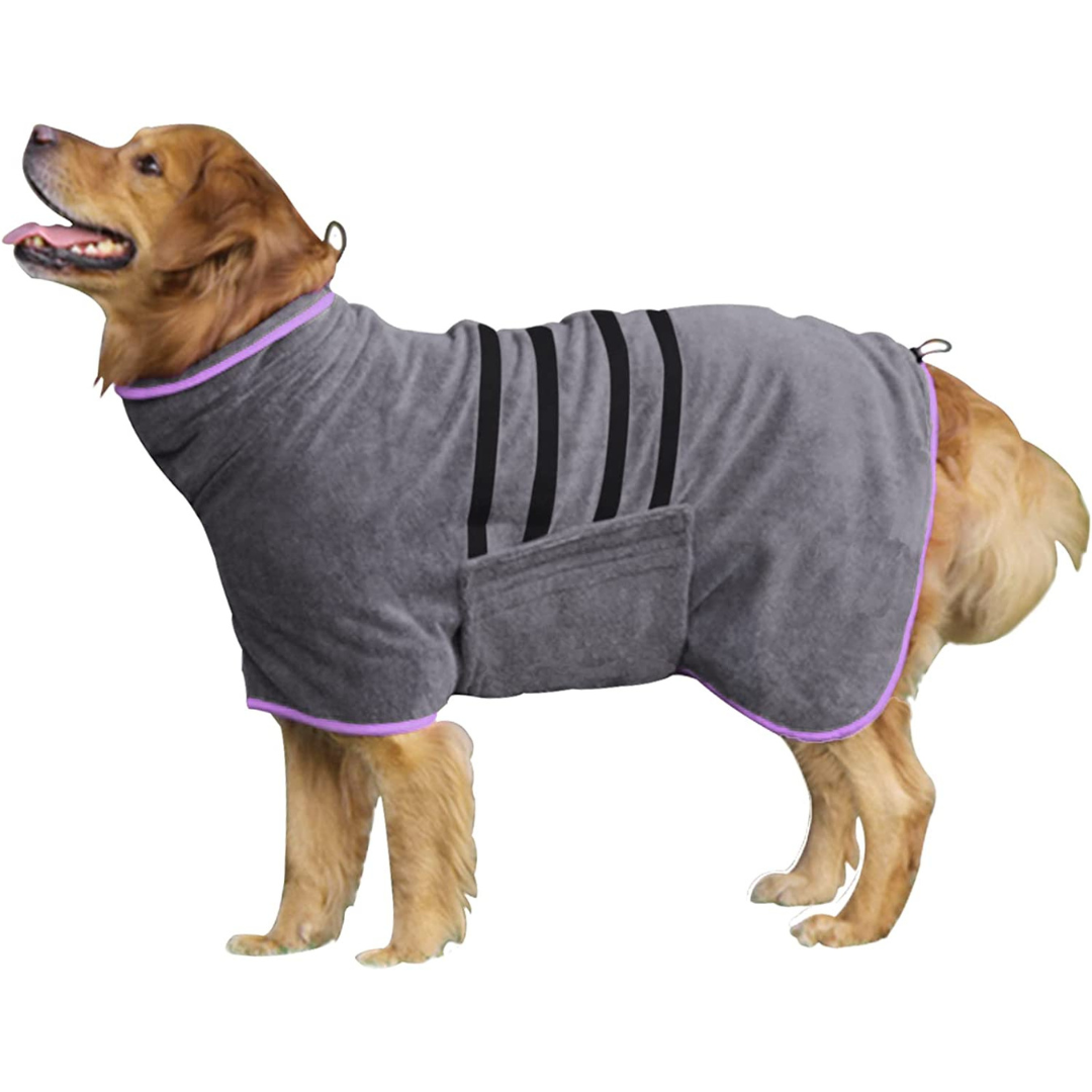 Dog Drying Towel Robe Microfiber Absorbent with Adjustable Strap