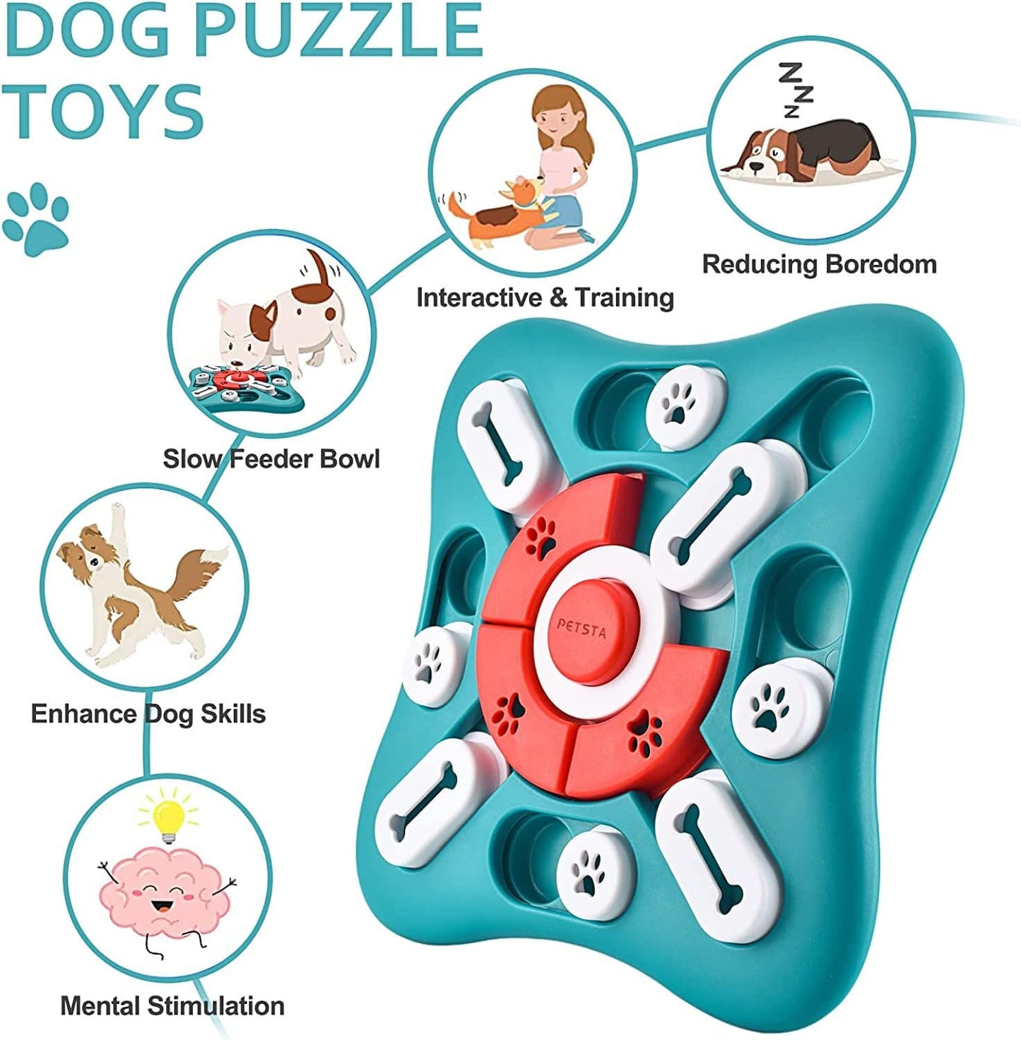 Dog Puzzle Toys, Squeaky Treat Dispensing Dog Enrichment Toys for IQ