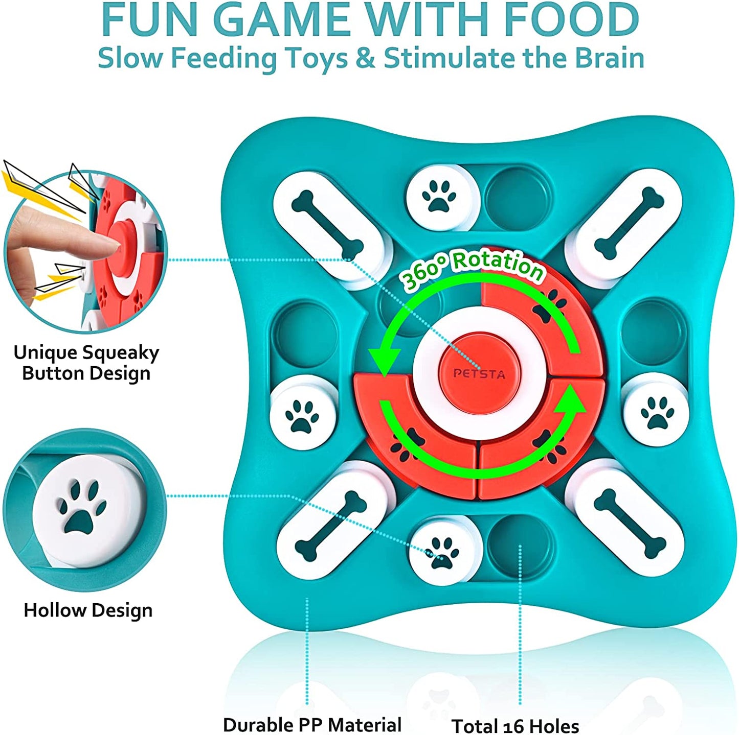 Dog Puzzle Toys, Squeaky Treat Dispensing Dog Enrichment Toys for IQ