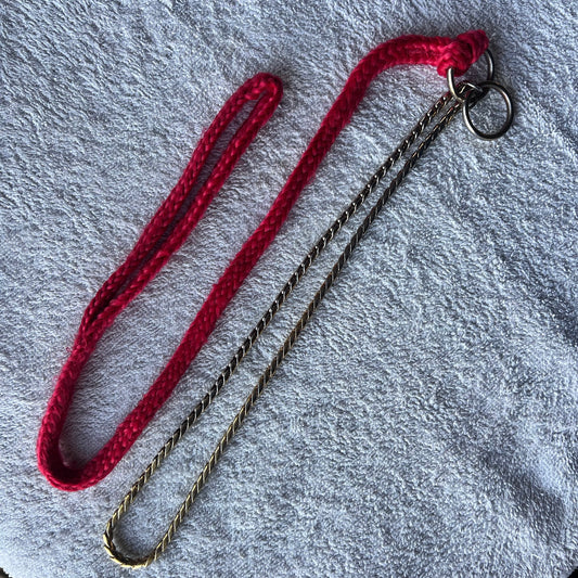 Red rope Lead with Gold Snake chain