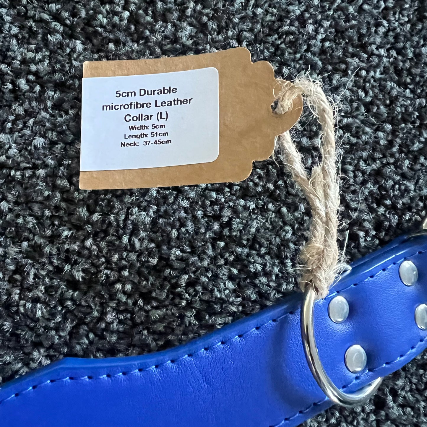 Durable Microfibre Leather Collar 5cm Blue