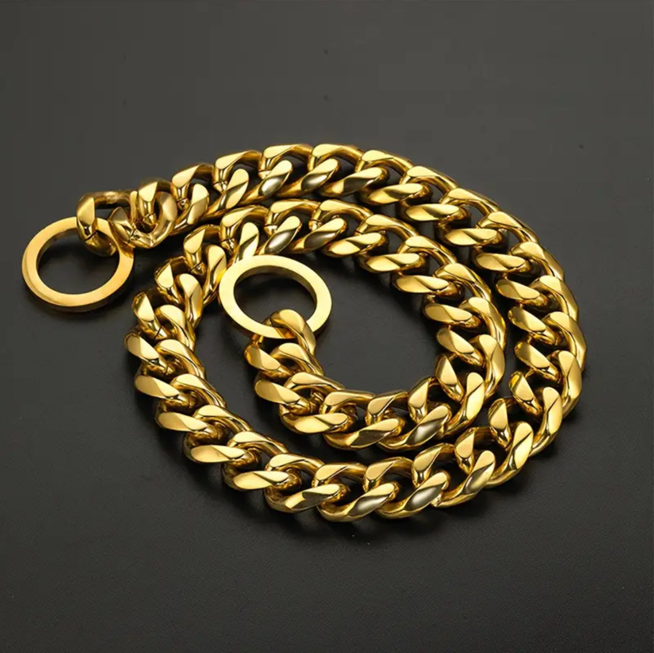 10mm Gold Show & Training Dog Chain | Slim Cuban Style Chain NZ