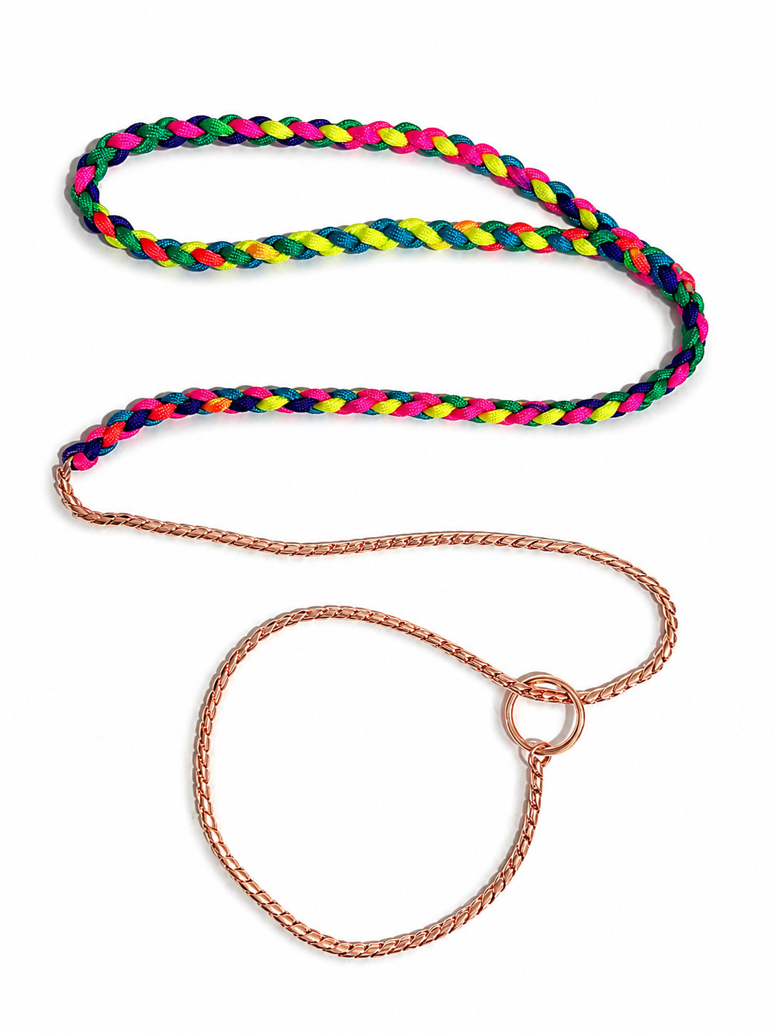 Rainbow Rose Gold Snake Show Lead – 120cm