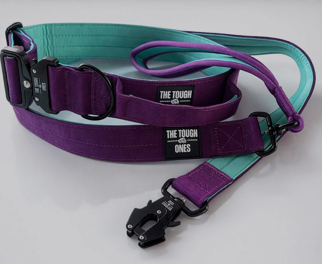The Tough Ones™ Plum & Mint Tactical Dog Collar with Handle