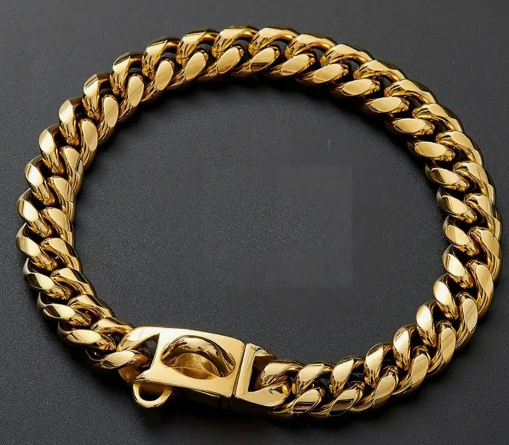 Gold Stainless Steel 10mm Cuban Link Chain 56cm