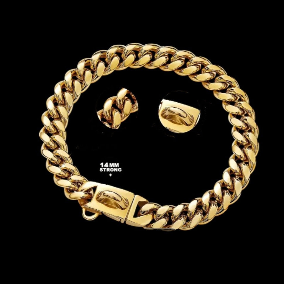 Gold Cuban Link chain dog necklace