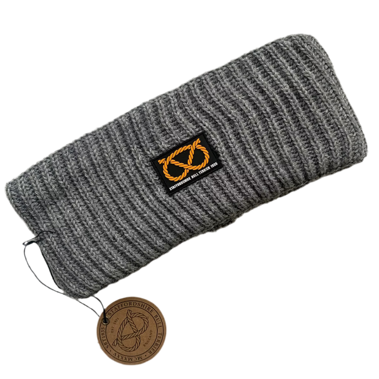 Staffy, Staffordshire Bull Terrier, SBT, Show Collar, Staffie, Grey Knitted Headband