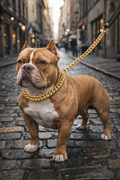14mm Gold Stainless Steel Cuban Chain Dog Leash | Leather Handle | Save $20 with Any Matching Cuban Link Necklace | The Tough Ones™