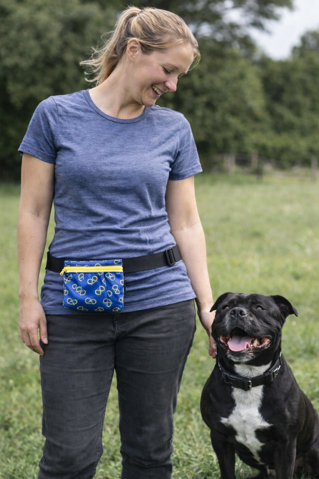 Staffordshire Bull Terrier Treat Bait Bag – Blue & Yellow Stafford Knot