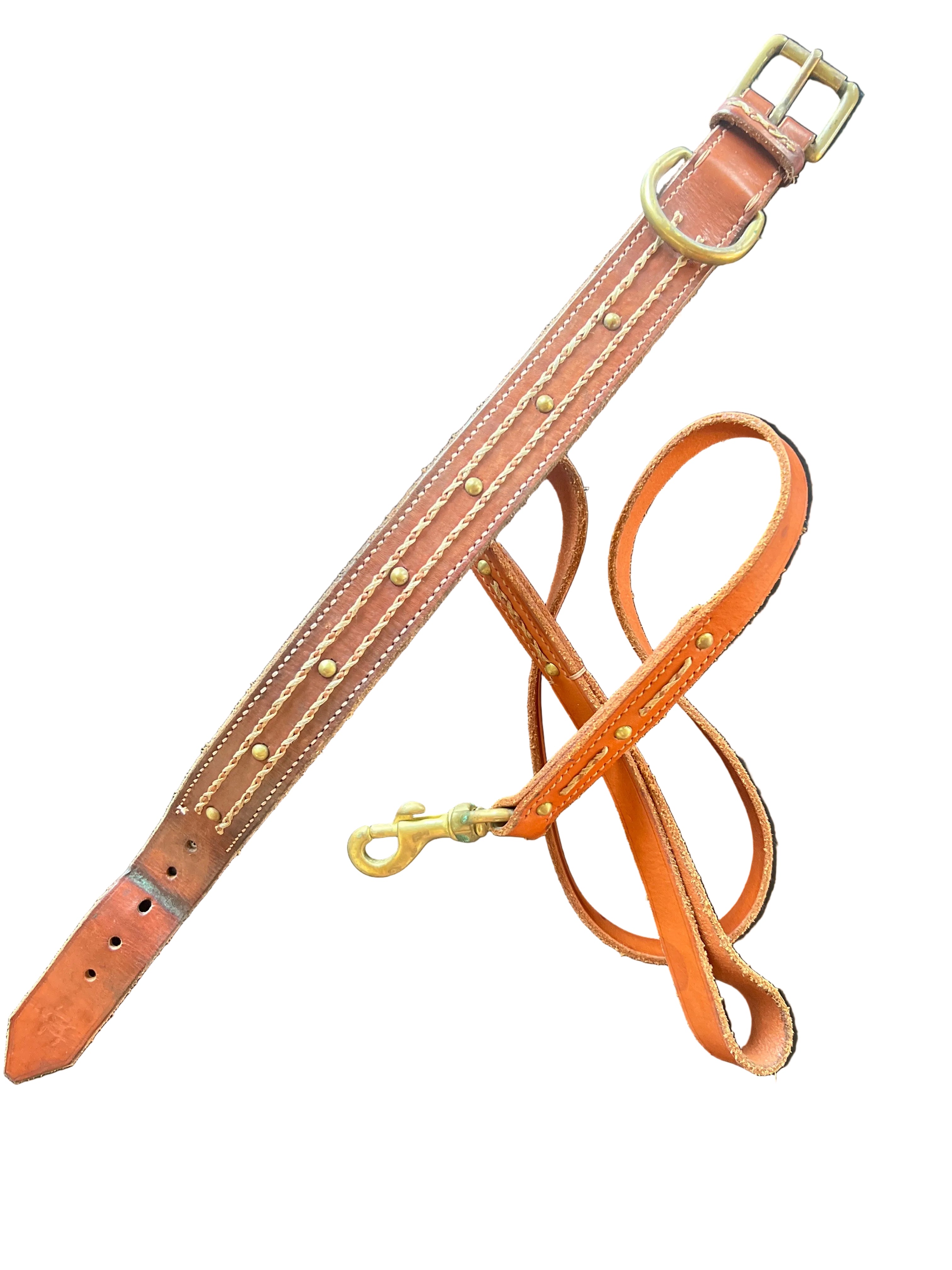 Pre-Loved Leather Dog Collar & Leash Set – Adjustable 38–46cm | 3cm Wide
